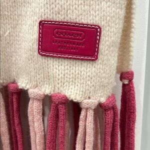 Coach Cream and Pink Knit Scarf